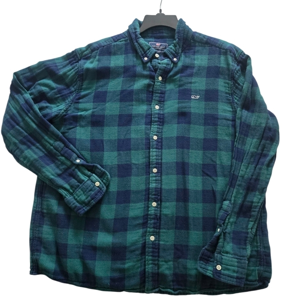 Vineyard Vines Mens Classic Fit Whale Pine Flannel Button Up Long Sleeve XL - Picture 6 of 6